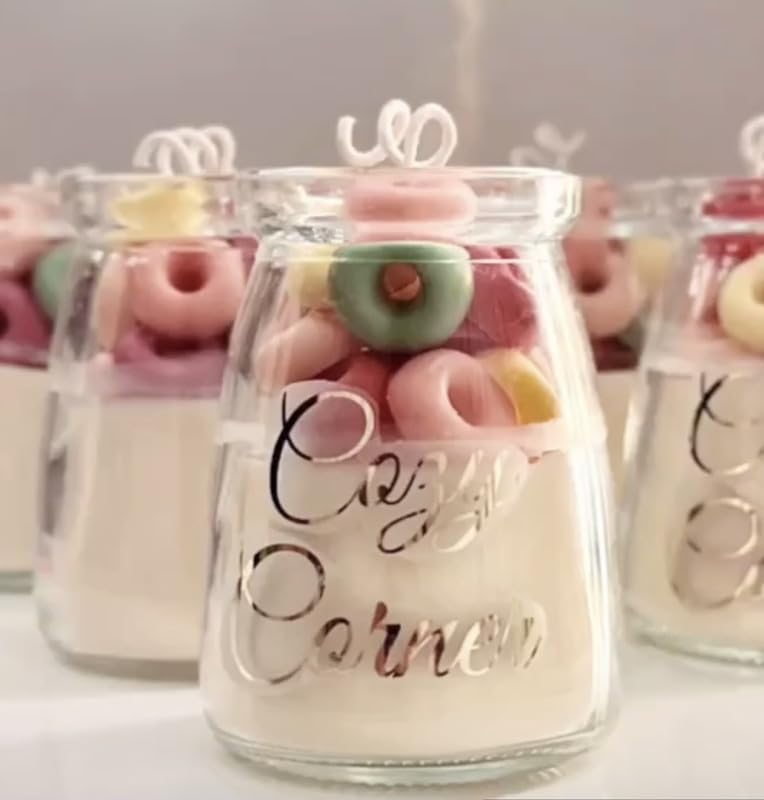 Cozy Corner Cereal Candle with Spoon Fruit Loop Candle Bowl Gifts Fruit Fruity Scented Funny Novelty Food Cute Candles Fun Cool Cereal Bowl Candle-Pack of 2