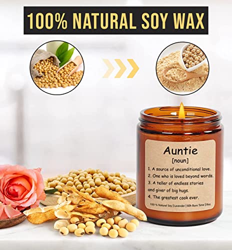 Auntie Noun Candle - Auntie Definition Candle - Auntie Candle - Auntie Gifts for Mother's Day - Birthday Gifts - Lavende Scented Candles Soy - Candle for Home Scented Lavender 8Oz