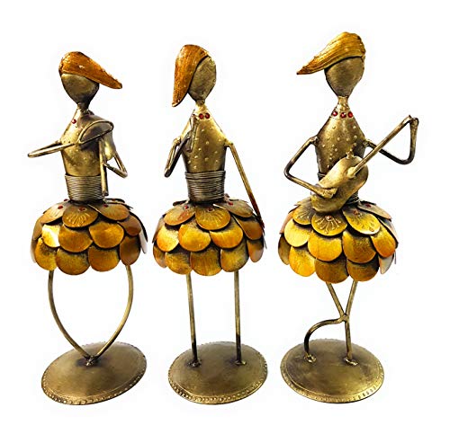 Shubham Creations Rajasthani Iron Coin Doll MusicianShowpiece Small Set of 3