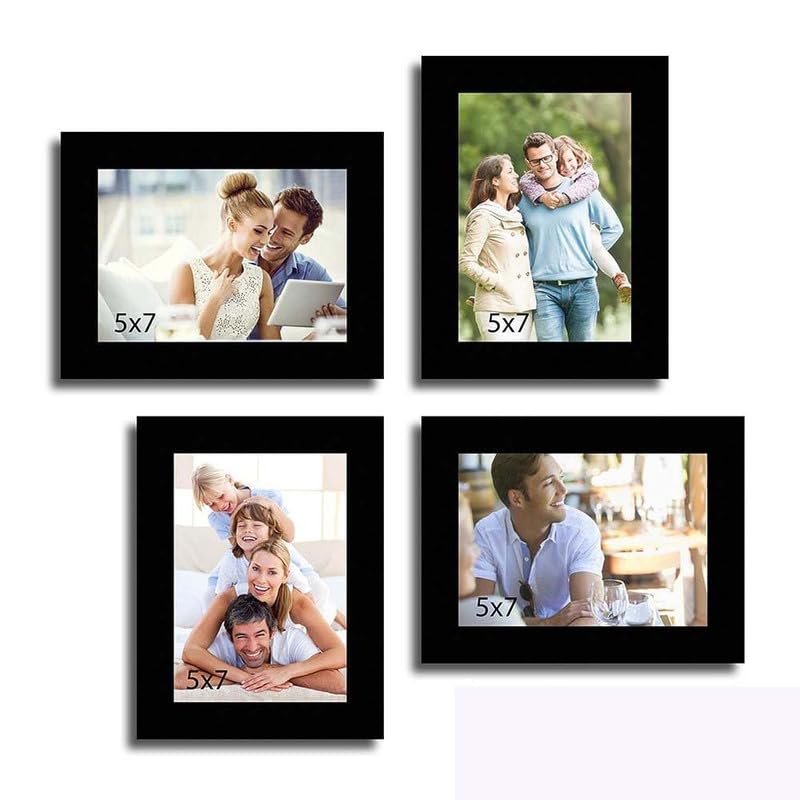 Shri Paramhans Traders Photo Size 5x7 inch Set of 4 Photo Frame, Black lkehwhj3898