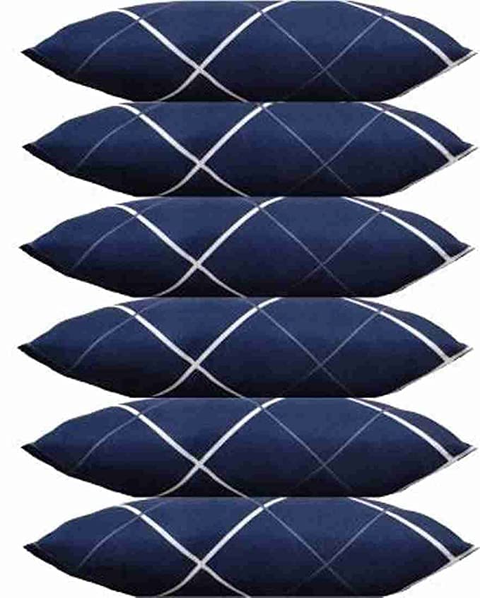 AG A BN Medium Hard Cotton Ultra Soft Blue Line Stripes Bed Pillow Sets (Set of 6, Size - 26'' X 16'')