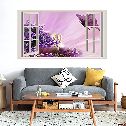 GADGETS WRAP Printed Wall Decal Sticker Fake Window Style Decal (90cm x 50cm) - Violets