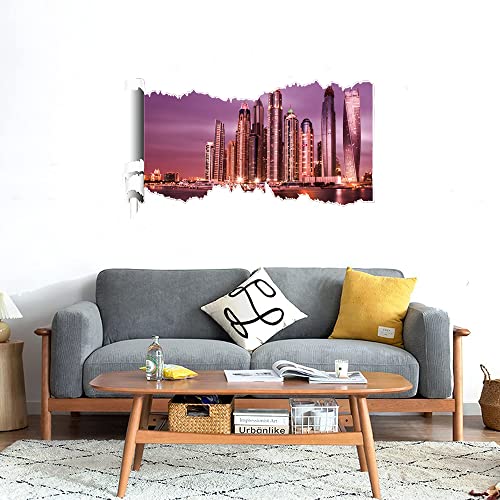 GADGETS WRAP Printed Wall Decal Sticker Scratched Paper Style Wall Decal (90cm x 50cm) - Pink Sky City