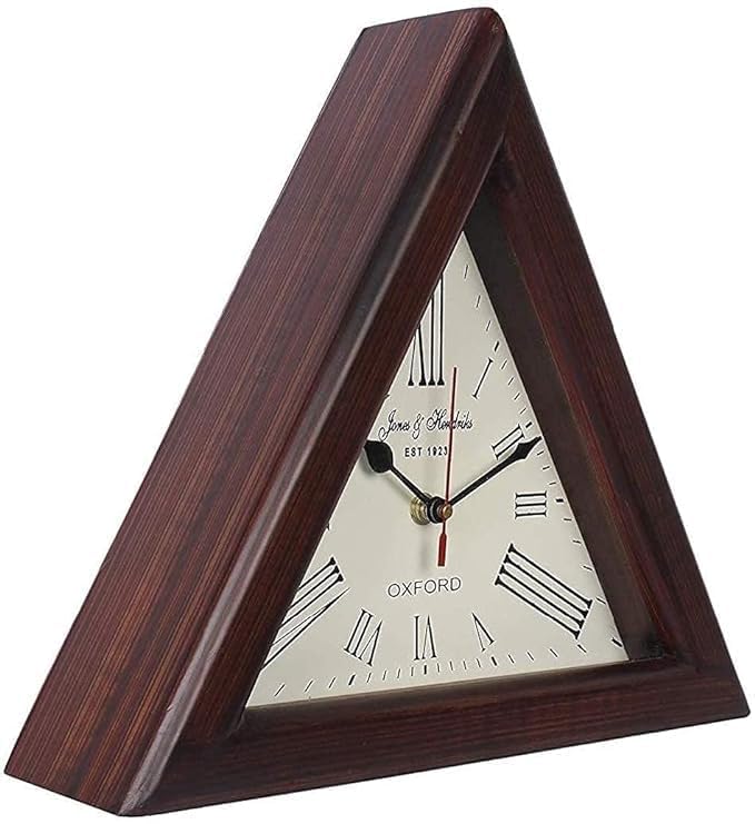 Delight 12 inch Wooden Desk Clock Triangle Design Desk Clock I Home Decor