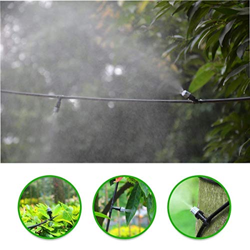 DIY Crafts Water Misting Cooling System Mist Sprinkler Nozzle Outdoor Garden Patio Greenhouse Plants Spray Hose Watering Kit (8 Pcs Misting Kit, Multi Included Pipe + Faucet Connector + Accessory)