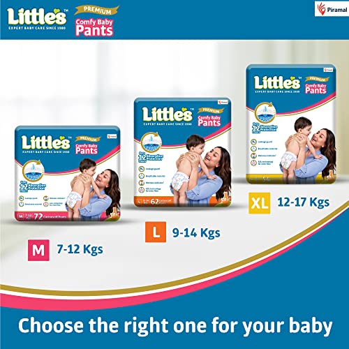 Little's Comfy Baby Pants- Premium,12 Hours Absorption,X-Large(12-17kg),54 Count,Wetness Indicator, Cotton Soft,