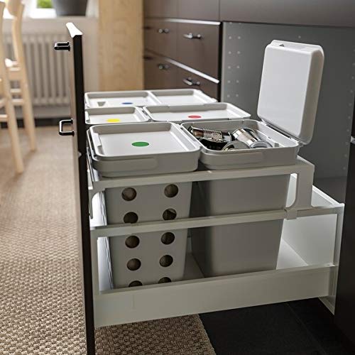 Ikea Plastic Pull-Out Bin with lid, Light Grey, 10 L