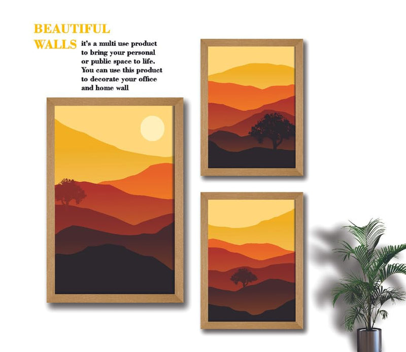 SAF paintings Set of 3 Modern Art Premium Brown frame painting for Wall Decoration SA-B48M1K2