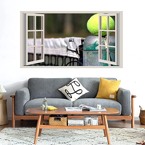 GADGETS WRAP Printed Wall Decal Sticker Fake Window Style Decal (90cm x 50cm) - Tennis Ball Green