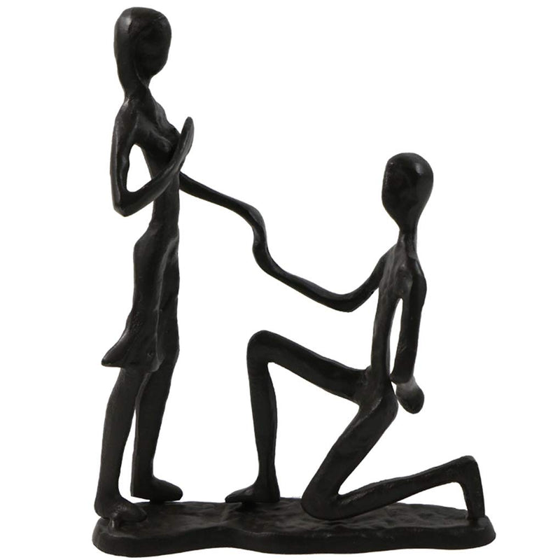 Briskfeel Passionate Propose Marriage Sculpture Art Iron Statue Romantic Metal Ornament Couple Figurine Home and Office Decor (A6 Propose)