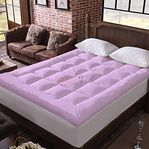 Relaxfeel Luxury 600 GSM Ultra - Soft Light Wight Hypoallergenic Cotten 3" Tick Mattress Padding / Topper. Comfortable for Better Sleep -Pink Colour of Queen Size 60x78 Inch