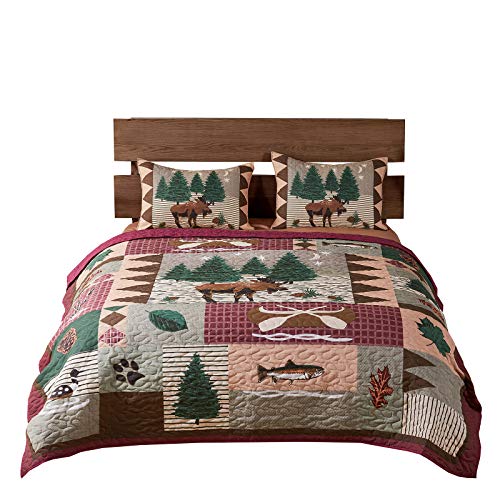 Greenland Home Moose Lodge Quilt Set, Queen, Natural