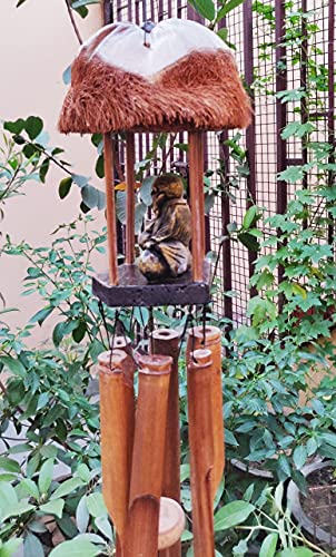 Bellissimo Decors Imported Sitting Lord Buddha Polished Bamboo Wind Chime. (Made in Indonesia)