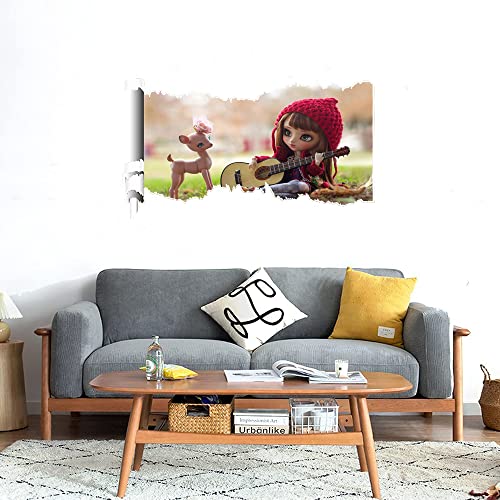 GADGETS WRAP Printed Wall Decal Sticker Scratched Paper Style Wall Decal (90cm x 50cm) - Cute Doll