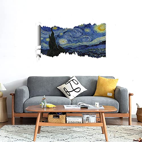 GADGETS WRAP Printed Wall Decal Sticker Scratched Paper Style Wall Decal (90cm x 50cm) - Starry Night