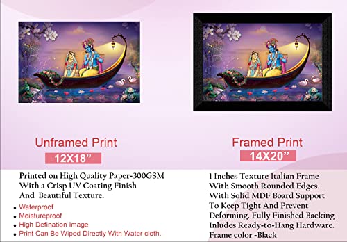 SAF Pack of 1 Radha krishna religious modern art wall painting with framed for living room 11 inch x 14 inch CANFM31379