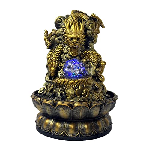 CALANDIS® Desktop Water Fountain Feng Shui Waterfall Statue Ornament with Rolling Ball