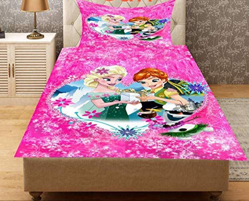 HomeStore-YEP Super Soft Velvet Digital Printed Barbie Single Bedsheet and One Pillow Cover - Size 90 x 60 inch