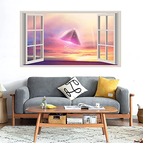 GADGETS WRAP Printed Wall Decal Sticker Fake Window Style Decal (90cm x 50cm) - Triangle Uplift