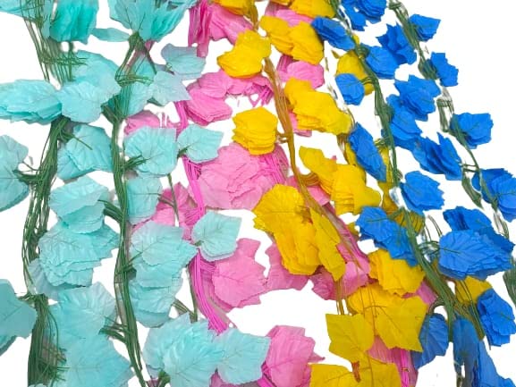 DN Enterprises Artificial Garland Money Plant Maple Leaf Vine Creeper Bail Combo Pack | Special Occasion Artificial Fancy Wall Hanging Garland Money Plant Leaf Bail (12 Strings, 3 Each Multicolor)