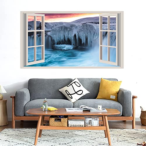 GADGETS WRAP Printed Wall Decal Sticker Fake Window Style Decal (90cm x 50cm) - Winter Fall