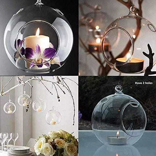 CRAFTFRY Glass Hanging Planter Tea Light Candle Holder for Party, Home Decor, Wedding, Living Room Pack of (4)