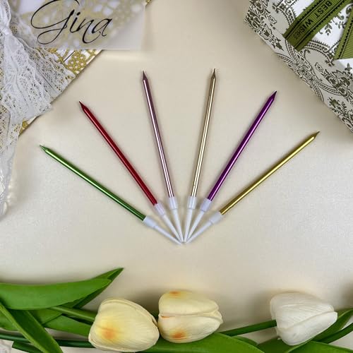 6Pcs Chromatic Colour Birthday Candle for Cake, 5.5 Inch Long Thin Cake Candles for Wedding Anniversary Decoration Happy Birthday Party Celebration