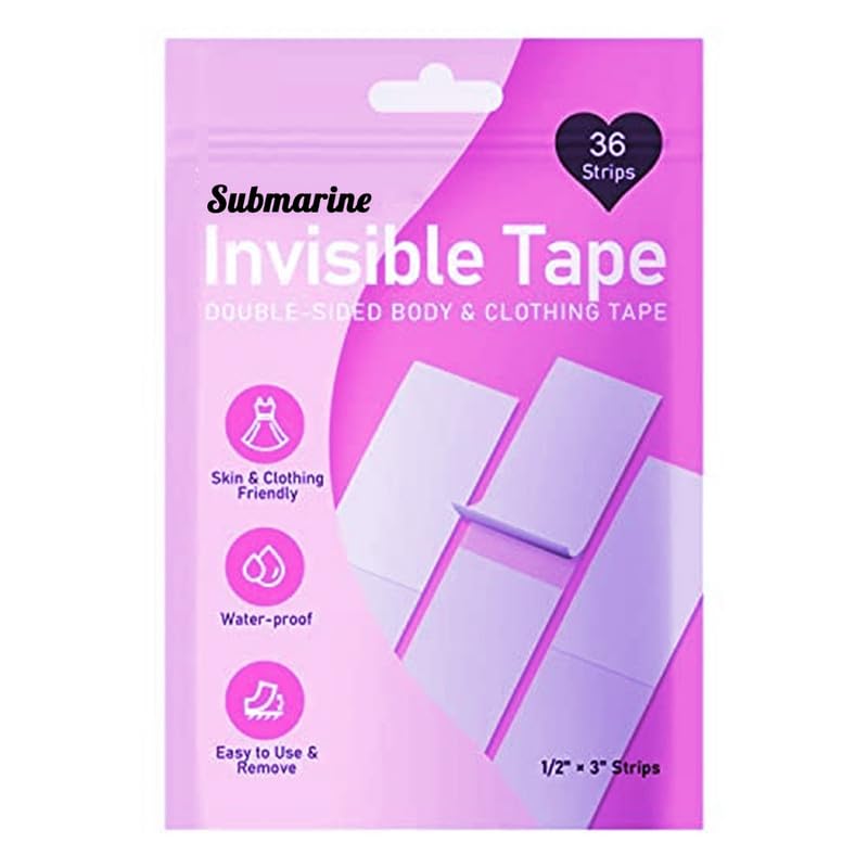 Double-Sided Tape for Fashion, Tape for Clothes, Fabric Tape for Women Clothing and Body, All Day Strength Tape Adhesive, Invisible and Clear Tape for Sensitive Skins | Pack of 36