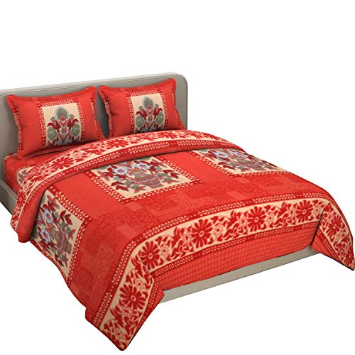 Visnik Box Print Woollen Quilt(Razai)/Blanket Cover Single (Gam S Red)