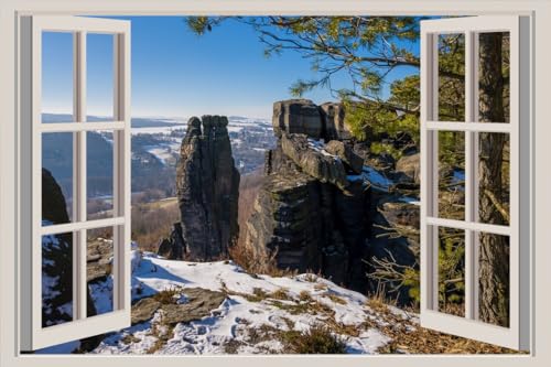 JVERF - JZZA22343 Germany Tisa Crag Trees Snow| Self-Adhesive Open Window Wall Sticker