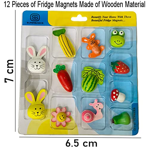 SuperBasics Mix Wooden Fridge Magnets | Randomly Selected 12 Pieces