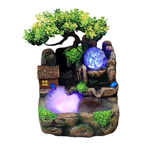 CALANDIS® Creative Waterfall Fountain Rockery Led Lights Indoor Meditation with Fog