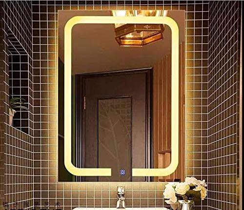 VENETIAN IMAGE Rectangular Dimmable LED Bathroom Mirror, Rust & Termite Proof Frame, Warm White 3000K LED Lighting, Wall Mounted (60x90cm / 24x36 Inch)