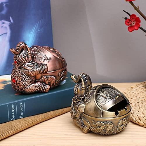 Losas Ash Tray with Lid Cigarette Holder Ashtray Indoor Outdoor Craft Decor Bronze