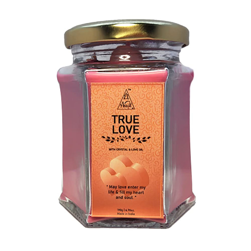 Anshil True Love Candle with Rose Quartz Crystal for Love & Relationship | Spell Candle | Spiritual Candle 50-55 Hours Burning Time (Large) (Hexa)[GET Free Surprise Gift with Every Order]