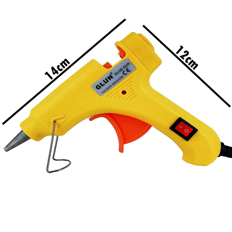 20W 20 WATT 7MM HOT MELT Glue Gun with ON Off Switch and LED Indicator (Free 10 Transparent Glue Sticks)