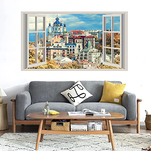 GADGETS WRAP Printed Wall Decal Sticker Fake Window Style Decal (90cm x 50cm) - Ukraine City