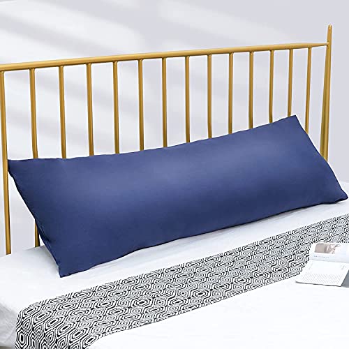 ATOOTFUSION Luxury Full Body Pillow Insert with Fiber Cover - Ultra Soft Body Pillow for Sleeping - Breathable Long Bed Pillow Insert, 20"x54" (Navy Blue)