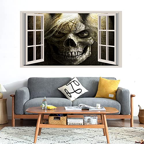 GADGETS WRAP Printed Wall Decal Sticker Fake Window Style Decal (90cm x 50cm) - The Printed Skull