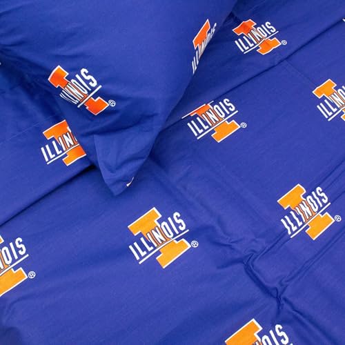 College Covers Illinois Fighting Illini Printed Sheet Set, Full