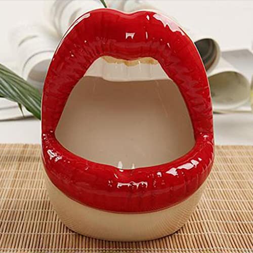 MERISHOPP™ Lips Cigar Ashtray Ceramic Ashtray Lips Ashtray Boyfriend Gift Red B