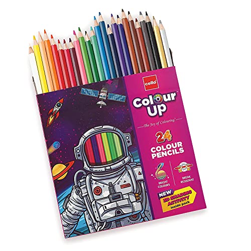 Cello Colourup Colour Pencil Set|Pack Of 24 Colour Pencils|Bright And Strong Colours Pencils|Non-Toxic Colouring Set|Safe Colour Pencils For Children|Colour Pencils|Diwali Gifts|Multicolor