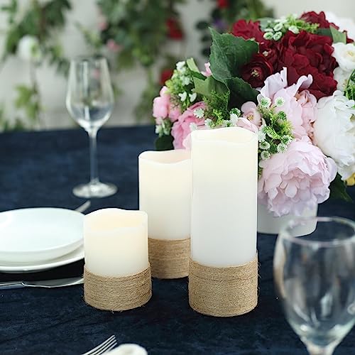 Weddings Parties and Gift 3 Natural 4" 6" 8" Tall L*D Pillar Candles Remote Control Centerpieces vngift8865