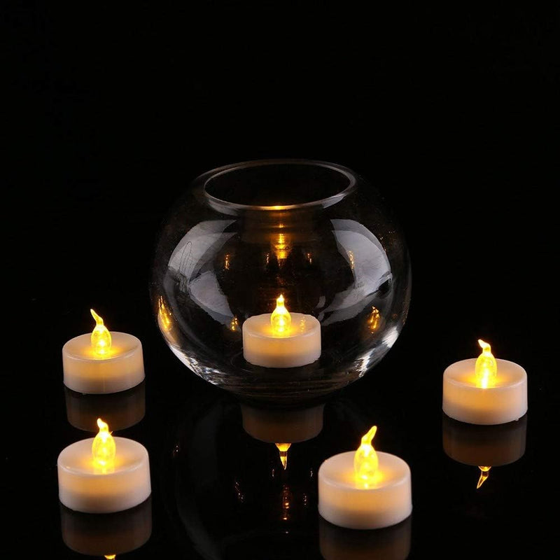 AMCUBE TECH Flameless LED Tealight - Realistic and Bright Flickering Longer Battery Operated Flameless LED Tea Lights Candles for Holiday, Weddings, Birthdays, Halloween, Christmas (White, Pack of 48)