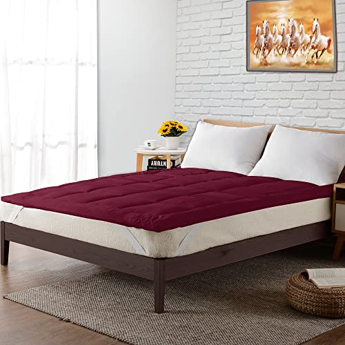 CRAZY WORLD Soft 800 GSM Mattress Padding/Topper for Comfortable Sleep Maroon (36x72inch)