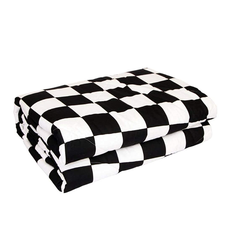 SINWAR HOME DECOR Microfiber Single & Double Bed Reversible Quilt/AC Blanket/AC Dohar (Black White Check, Single)