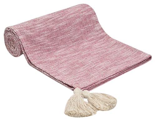 Cazimo Super Soft Chenille and Slub Throw with Large Tassels || Throw Blanket for Sofa, Couch and Bed - 60 * 50 Inches / 152 * 127 Cms || Pack of 1 - Pink