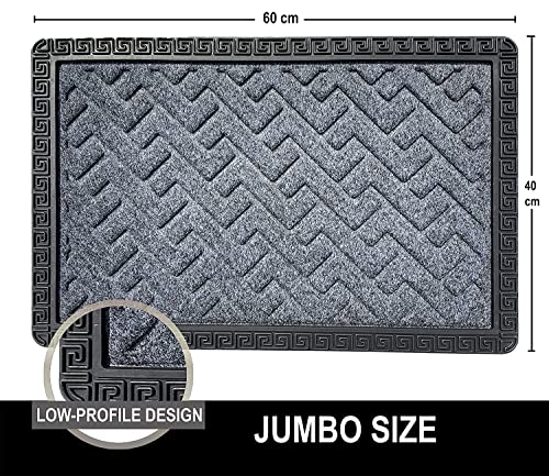 Amazelo Cart Door Mats For Home Entrance,Rectangular Mats Outside, Indoor Rubber Mat, Waterproof Bathmat Heavy Duty For Entry Areas Inside Door Mat Non-Slip Back Dirt Trapper (60X40 Cm, Grey)