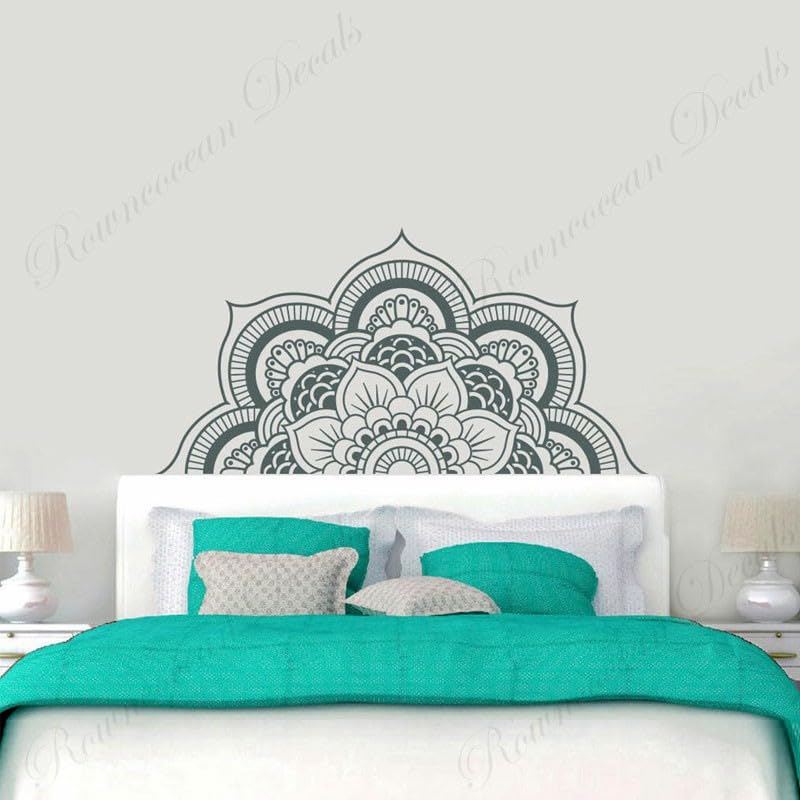 GADGETS WRAP Vinyl Half Mandala Wall Sticker Vinyl Home Decor Headboard Master Bedroom Boho Bohemian Style Decals