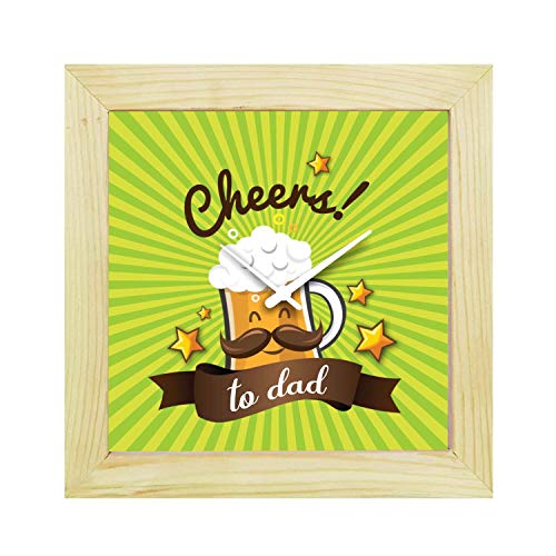 TheYaYaCafe Yaya Cafe� Fathersday Table Desk Clock Wooden Cheers to Dad-8X8 inches